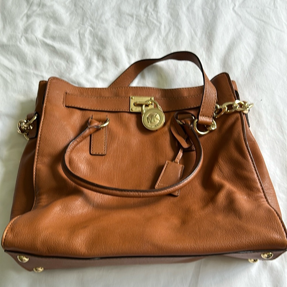 MICHAEL KORS BROWN LEATHER TOTE BAG